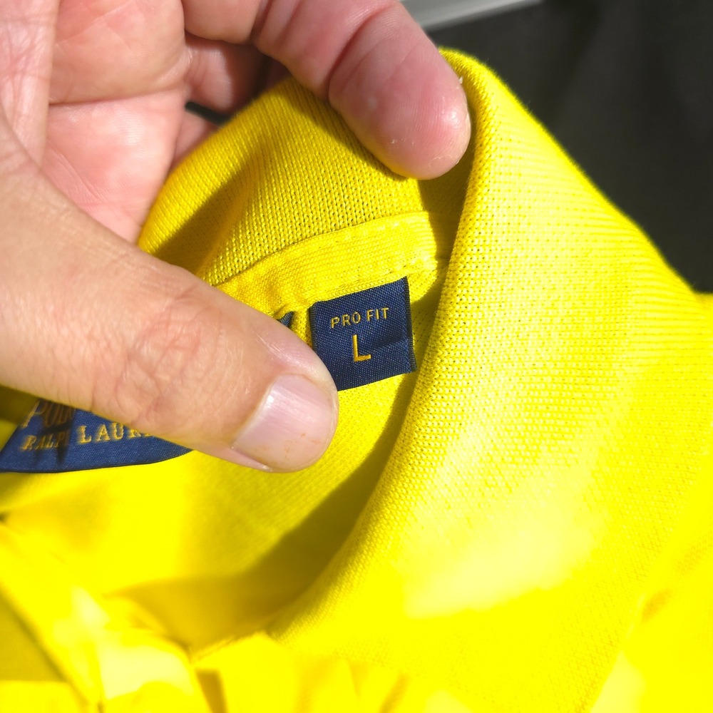 Polo Golf Ralph Lauren Polo Shirt Mens Large The Open Royal Troon Bright Yellow - Picture 9 of 11